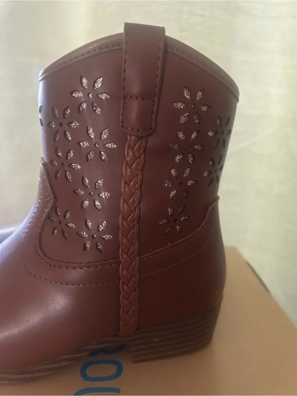 Girls' Brown Braided Western Ankle Boots - Kids Shoes